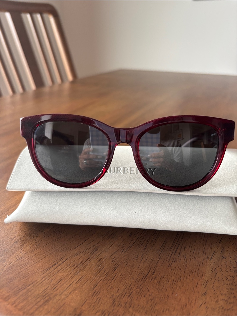 Burberry Women's Deep Wine Round Sunglasses - Picture 1 of 5